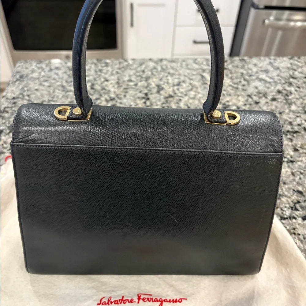 Salvatore Ferragamo Leather Top-Handle Satchel with Gold Hardware - Picture 2 of 6